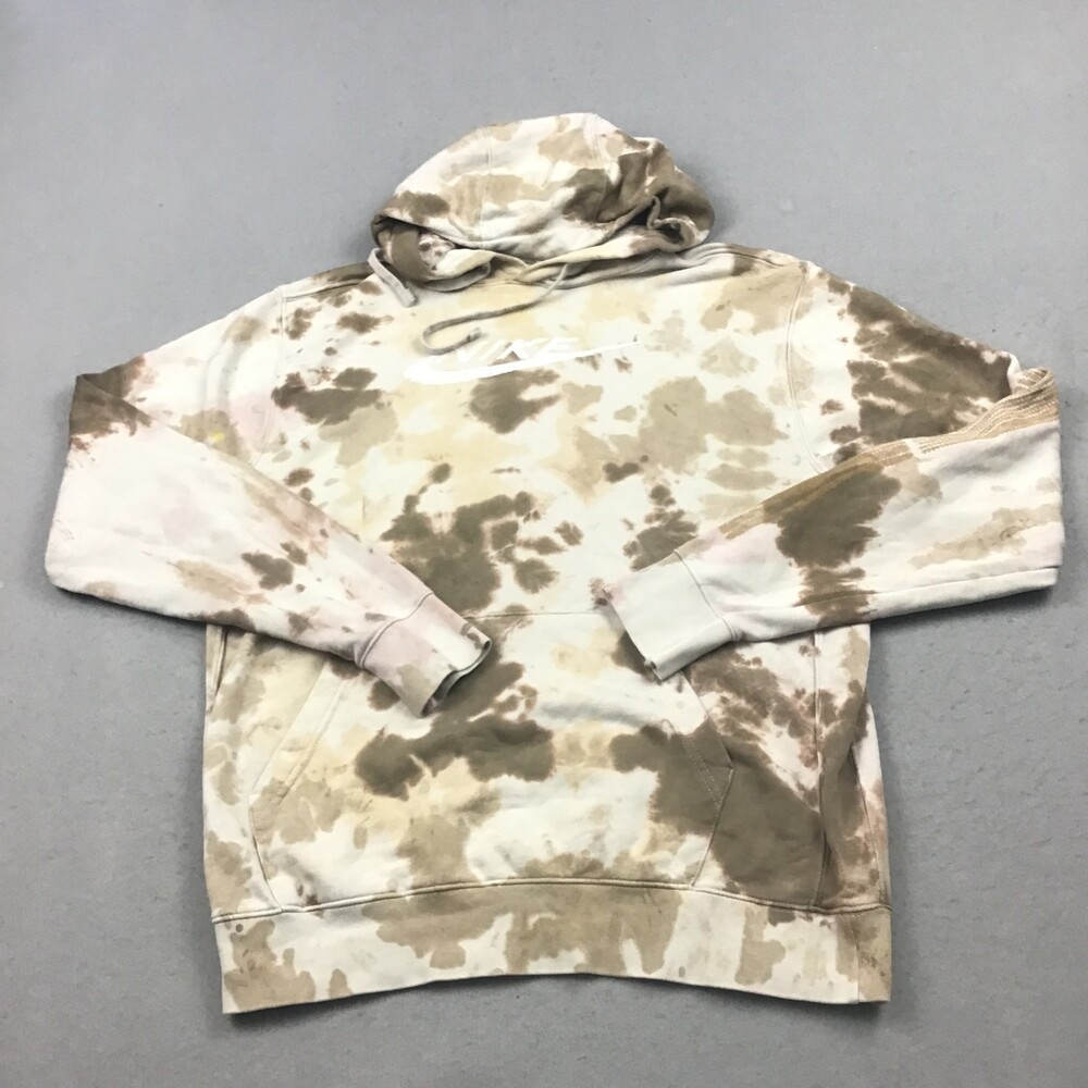 Nike Hoodie Men Medium Brown Tie Dye Pullover Just Do It Earth Tone Sweatshirt *